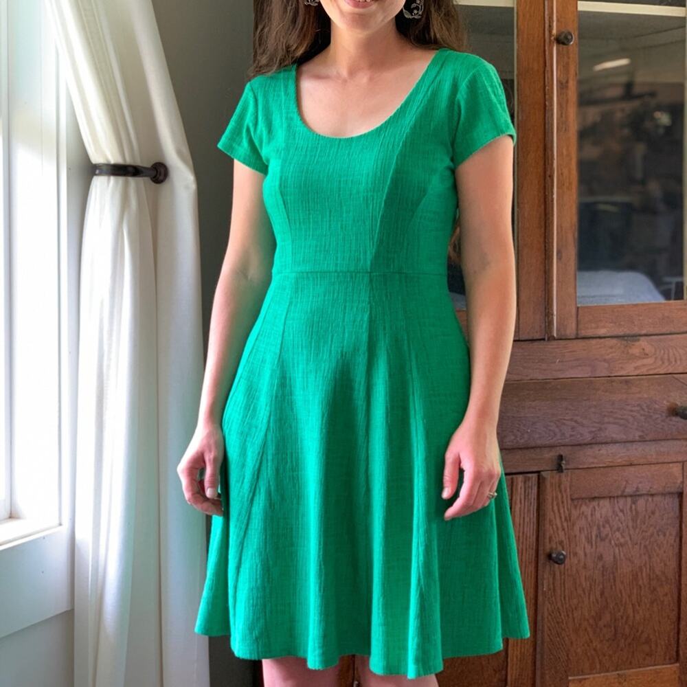 Anthropologie Green Pullover Fit&Flare Dress, XS - Picture 2 of 6